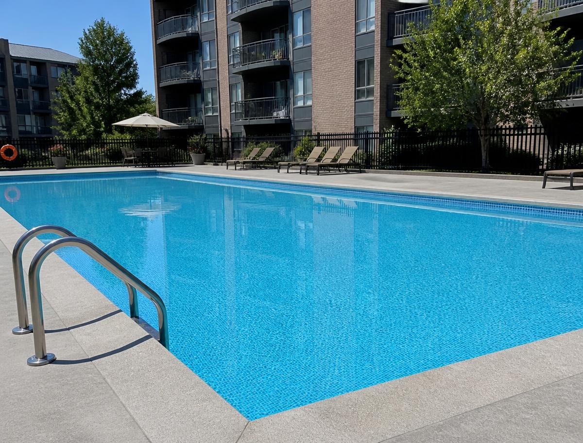 Rinnovo rivestimento piscina — confronto prima e dopo — dopo